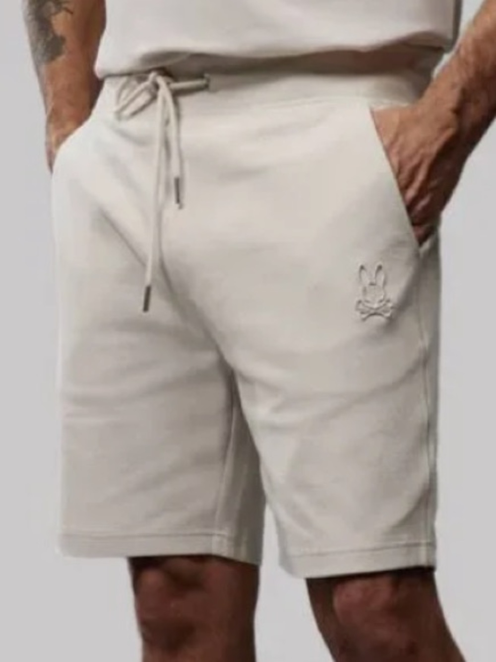 Psycho Bunny Lazslo Sweat Shorts in White Cap Grey 🆕